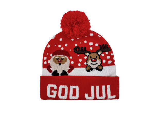 Lue God Jul rød/hvit nisse onesize 