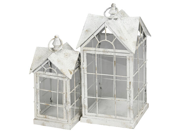Lykt hvit/krem metall 35,5cm 46cm s/2 17x35,5cm 23x46cm 