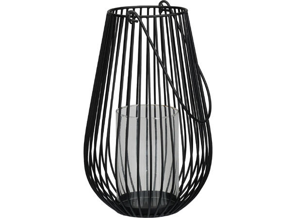 Lykt spiler 21x35cm metall glass sort Vekt: 1322g 