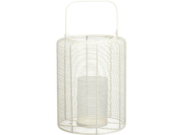 Lykt spiler 23x33cm metall glass hvit Vekt: 1515g 