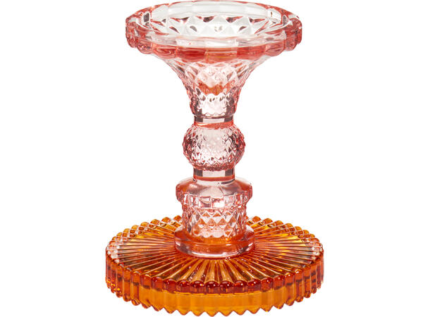 Lysestake glass kubbe/krone 10x12cm 2ass 