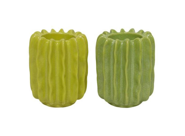 Lysestake grønn porselen 8x8x10cm 2ass 