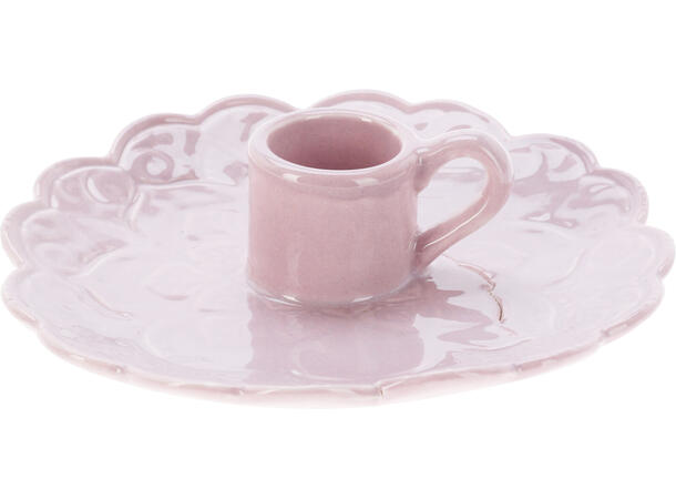 Lysestake m/håndtak porselen 12x4cm 4ass Rosa, grønn, grå, lilla Vekt: 170gram 