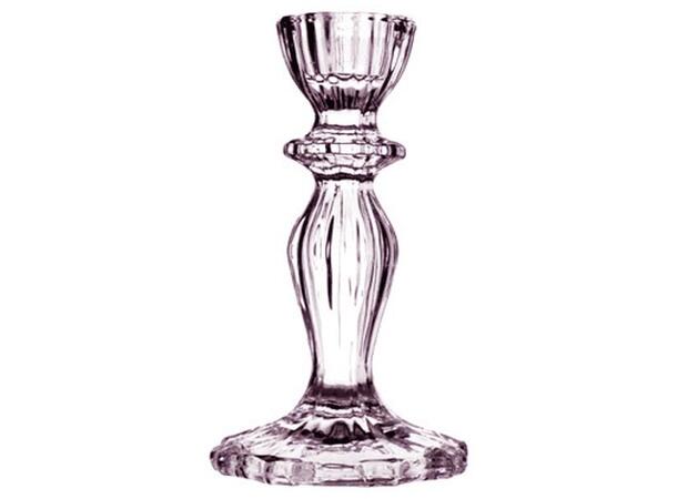 Lysestake rosa mønstret glass 8x8x15,7cm Verrerie 