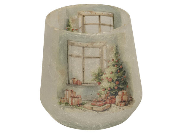 Lysglass Juletre nostalgi 13x13cm 