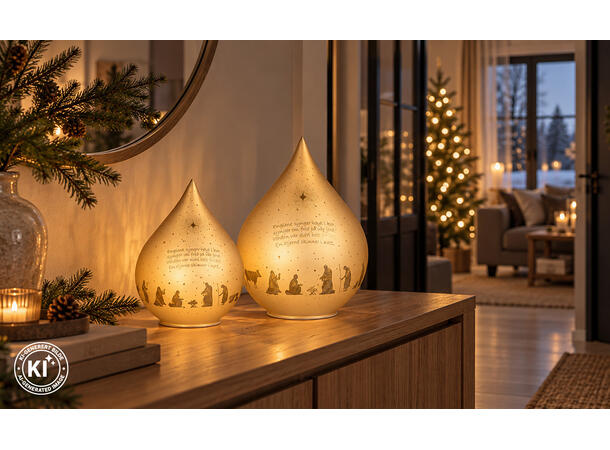 Lyslykt LED En stjerne gull dråpe 16cm Batteri 3xAAA Timer 6/18t 15LED 