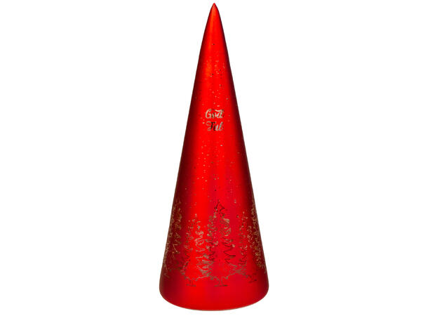 Lyslykt LED God Jul tre rød kjegle 25cm Batteri: AAAx3 T: 6/18t 15LED 