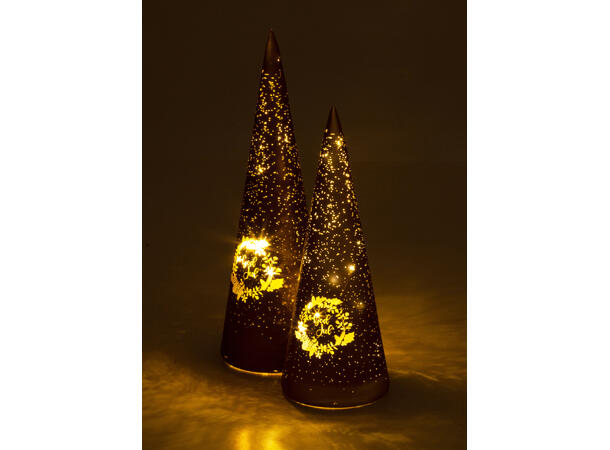Lyslykt LED Julekrans brun kjegle 25cm Batteri: AAAx3 T: 6/18t 15LED 