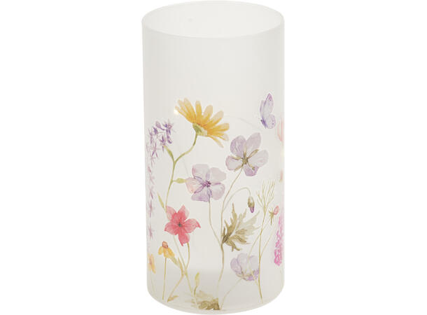 Lyslykt blomstret LED 9x9x18cm 2ass 