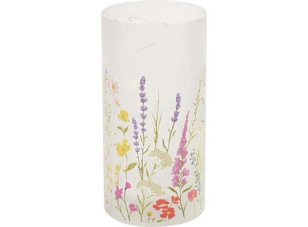 Lyslykt blomstret LED 9x9x18cm 2ass 