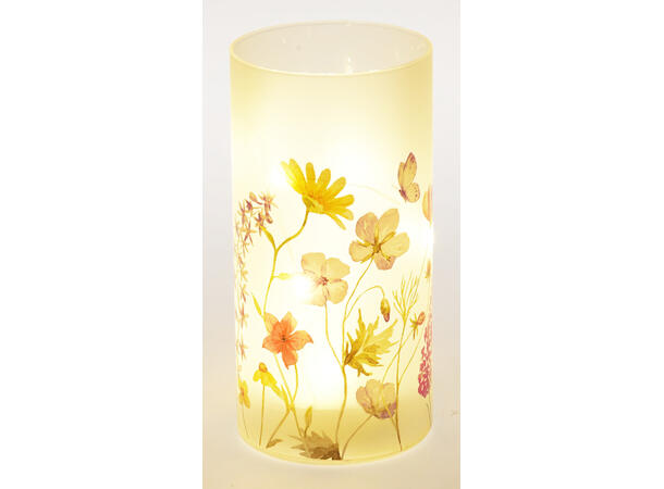 Lyslykt blomstret LED 9x9x18cm 2ass 