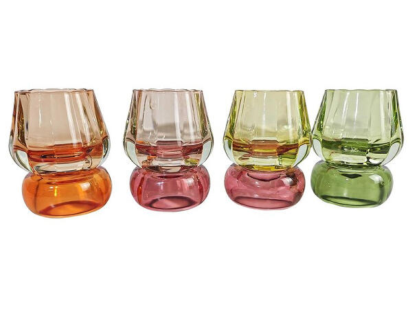 Lyslykt flerfarget glass 8,5x11cm 4ass Forpk 8stk 