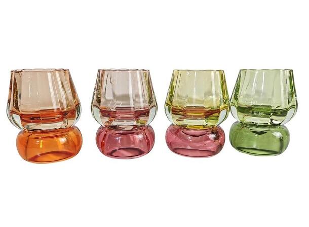 Lyslykt flerfarget glass 8,5x11cm 4ass 