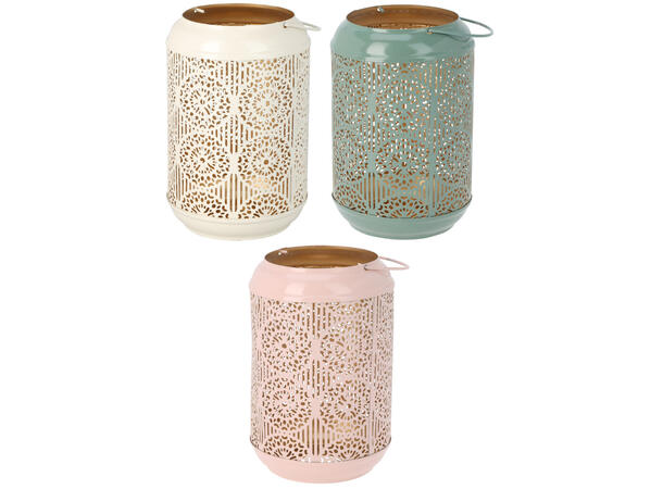 Lyslykt pastell m/gull 13x19,5cm 3ass Med hank Forpakning: 12stk 