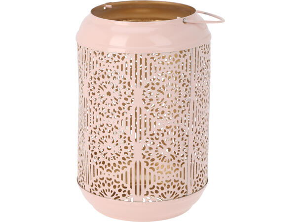 Lyslykt pastell m/gull 13x19,5cm 4ass Med hank 