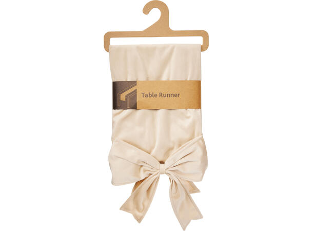 Løper beige m/sløyfe fløyel 33x240cm Polyester 