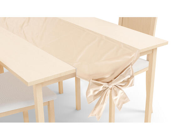 Løper beige m/sløyfe fløyel 33x240cm Polyester 