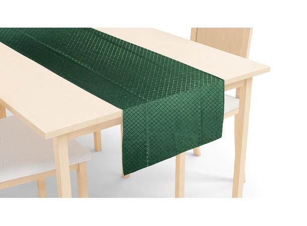 Løper grønn diamantprint fløyel 45x150cm Velurpolyester 