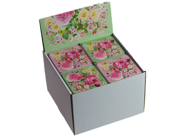 Metallboks Flora 9x9x4cm Display 12stk 