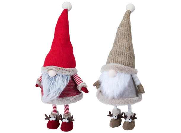 Nisse bevegelig kropp 26x19x51cm 2ass Forpk 6stk Polyester/metall Rød/Khaki 
