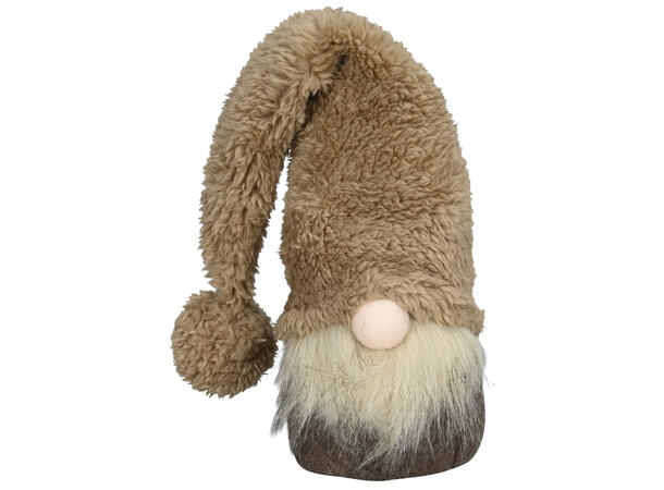 Nisse brun polyester m/lue 10x22cm Forpk 4stk 