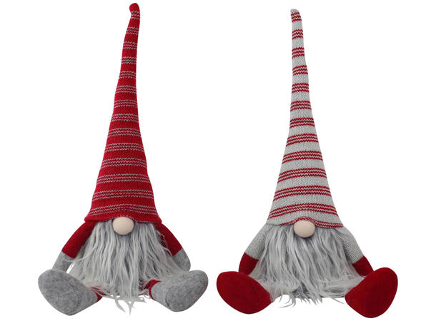 Nisse sittende grå m/rød 16x10x46cm 2ass 