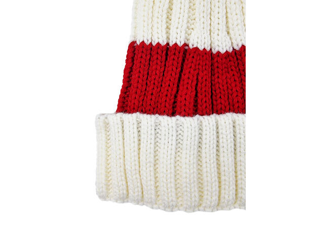 Nisselue ribbestrikket Hvit m/rødt 65cm 