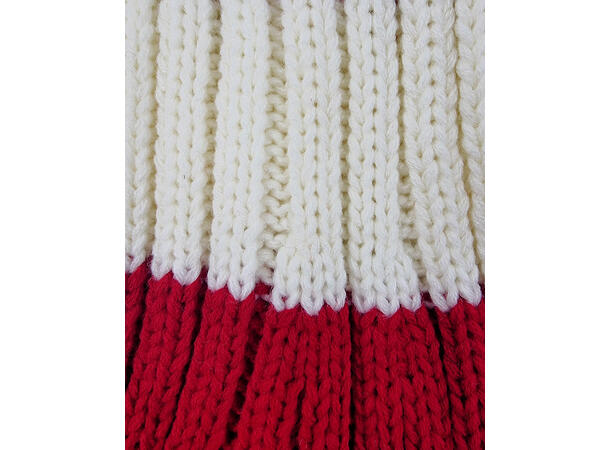 Nisselue ribbestrikket Hvit m/rødt 65cm 