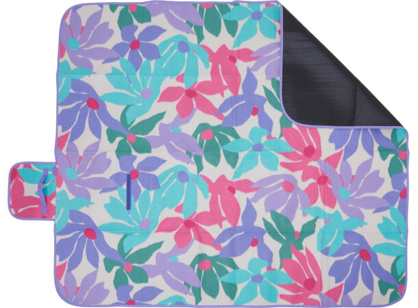 Piknikteppe blomstret 130x150cm 3ass 150g med vanntett PE-bakside 