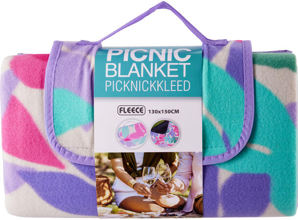 Piknikteppe blomstret 130x150cm 3ass 150g med vanntett PE-bakside 