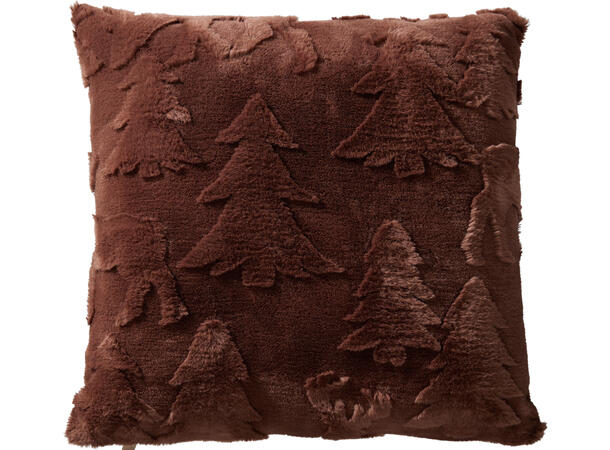 Pute skogsmotiv plysj 45x45cm 3ass Hvit Brun 