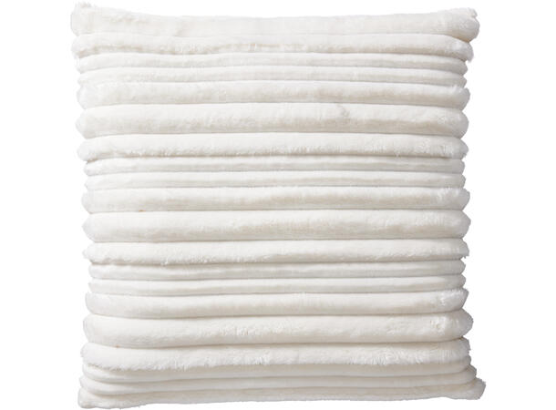 Pute striper plysj 45x45cm 3ass Hvit Beige Brun 