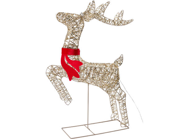 Reinsdyr dekor gull/rød LED 88cm IP44 adapter Timer 6/18t 