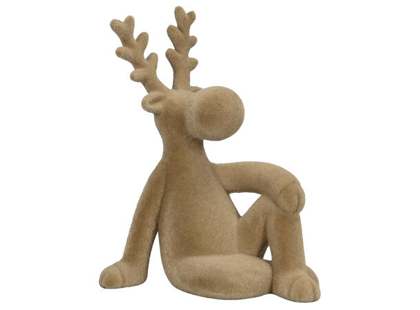 Reinsdyr sittende lysebrun 16x11x19cm 