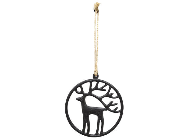 Reinsdyr sort metalldekor henge15x15cm Forpk 8stk 