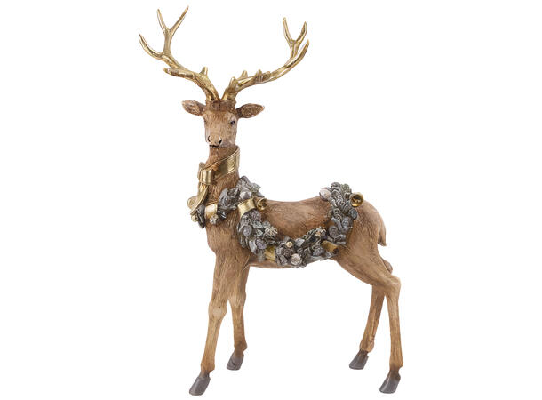 Reinsdyr stående m/krans 30,5x14x47cm 