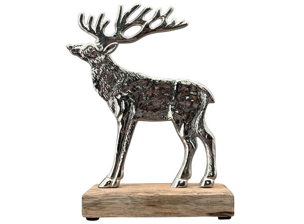 Reinsdyr sølv metall mangotre 14x17cm Forpk 8stk 