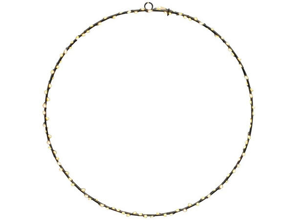 Ring henge LED sort metall 55cm+180l Batteri 4xAA Utendørs Timer 6/18t 