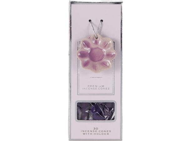 Røkelseskjegler 30stk m/holder 6 dufter 48 stk i display 