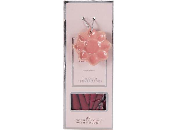 Røkelseskjegler 30stk m/holder 6 dufter 48 stk i display 