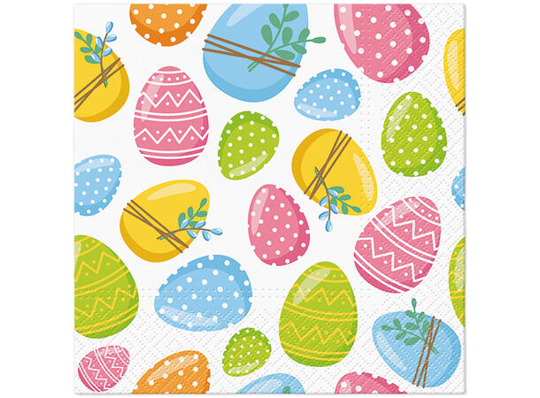 Serviett Fargerike påskeegg Lunsjserviett 20 stk 3-lags 33x33cm 