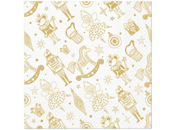 Serviett Golden Nutcracker Lunsjserviett 20 stk 3-lags 33x33cm 
