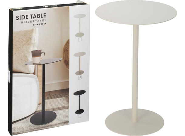 Sidebord hvit metall 35x53cm Vekt 3,85kg 