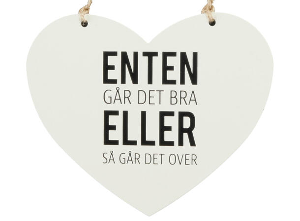 Skilt hjerte lite Enten går det bra… 13x11cm Metall 