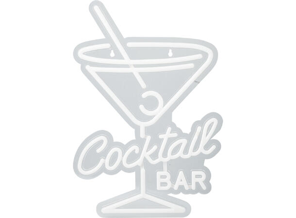 Skilt neonlys LED cocktail 30x38cm 2ass 