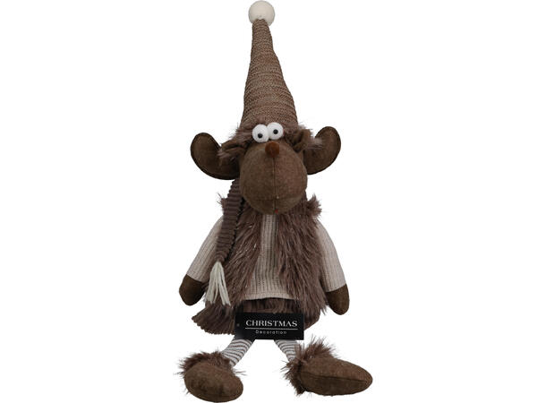 Skogsdyr sittende m/ dingelben 53cm 3ass Polyester/Bomull Sand 