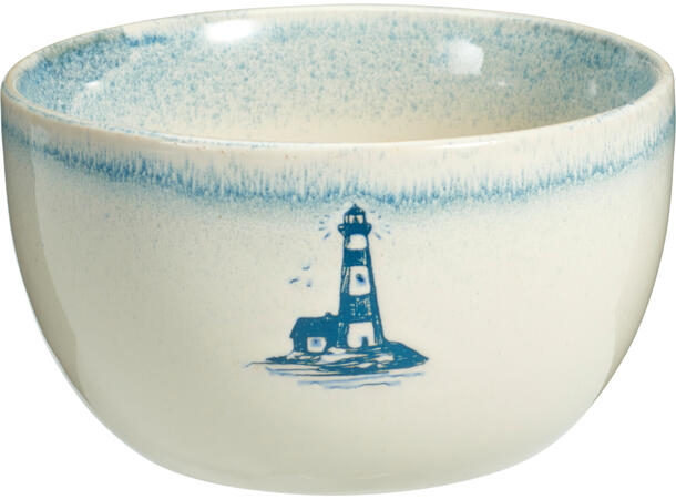 Skål maritimt hvit m/blå 675ml 13x7cm 