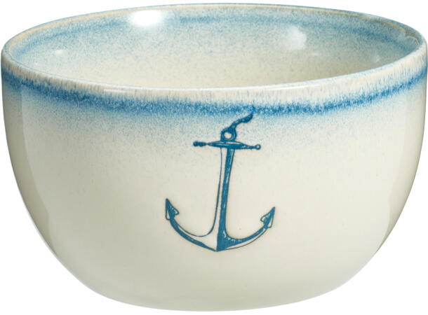 Skål maritimt hvit m/blå 675ml 13x7cm 