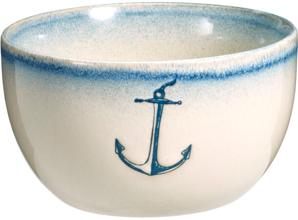 Skål maritimt hvit m/blå 675ml 13x7cm 