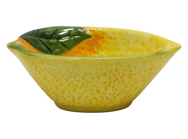 Skål sitron gul keramikk 12x7,5x4,5cm 